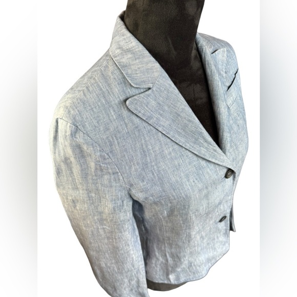Strenesse Gabriele Strehle Heathered Blue Linen Blazer Women's size 6 - Picture 2 of 12
